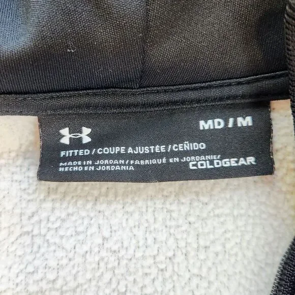 Under Armour Mens Size M ColdGear Hoodie 1/4 Zip Sweatshirt Gray Fleece Pullover - Picture 3 of 9